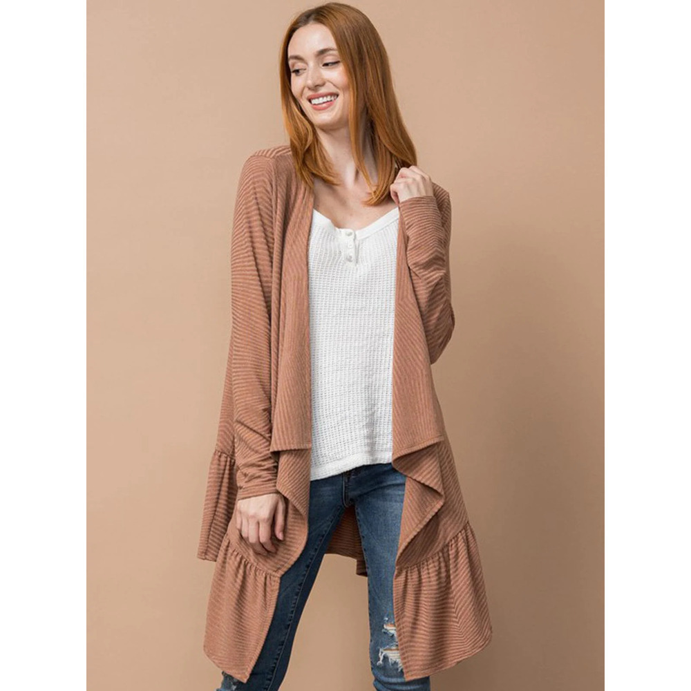 Camel Brown Lightweight Open Front Cardigan Size Medium
